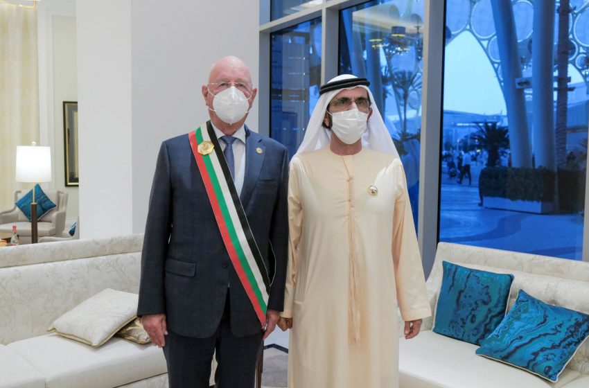  Mohammed bin Rashid meets WEF founder at Expo 2020 Dubai to explore key future trends